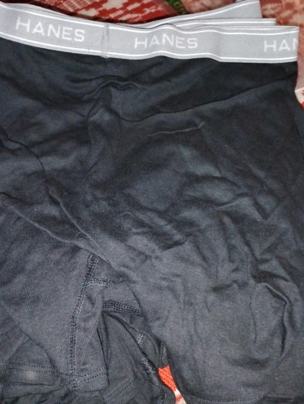 Hanes Black Boxer Briefs with Gray Logo Waistband